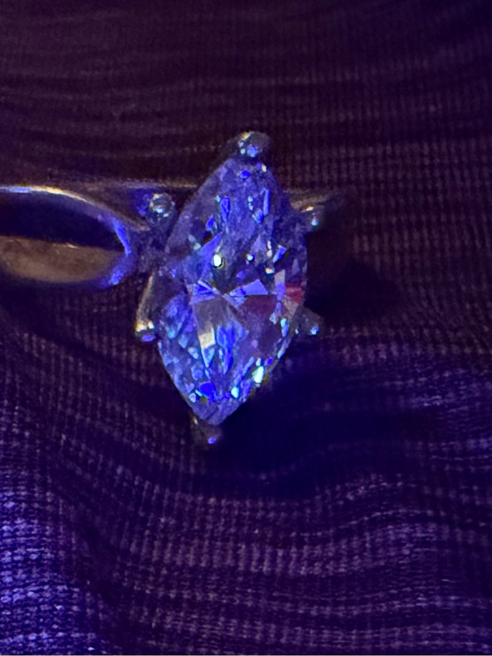 2 Silver Costume Rings:  Marquise-Cut Solitaire/Unique Heart Shape - Picture 5 of 8